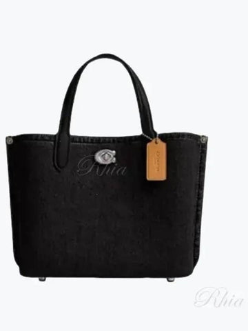 Willow 24 Women s Denim Tote Bag CR708 LH BLACK - COACH - BALAAN 1