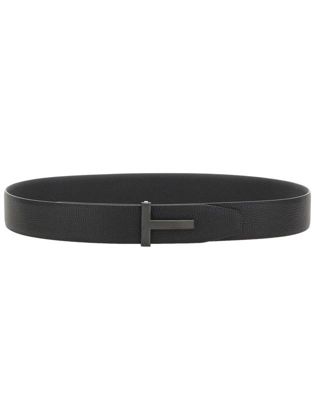 Men's Logo Reversible Leather Belt Black - TOM FORD - BALAAN 3