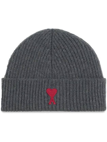 Red De Coeur Beanie Heather Grey - AMI - BALAAN 1