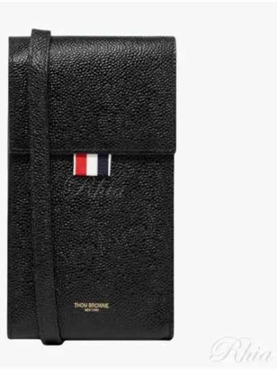 Three Stripes Strap Leather Phone Case Black - THOM BROWNE - BALAAN 2