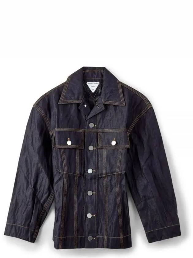 Metallic Denim Jacket Blue - BOTTEGA VENETA - BALAAN 2