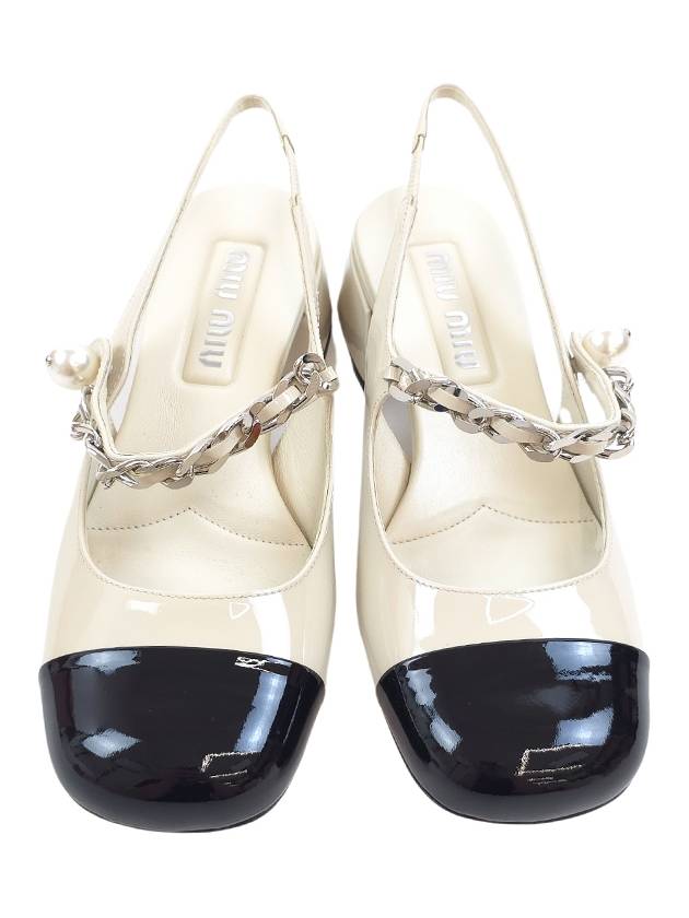 Patent Leather Slingback Heels Ivory - MIU MIU - BALAAN 4