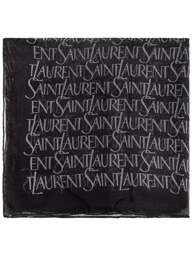 Logo Square Large Scarf Black - SAINT LAURENT - BALAAN 2