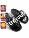 Jumbo Logo Leather Slippers Black - GUCCI - BALAAN 3