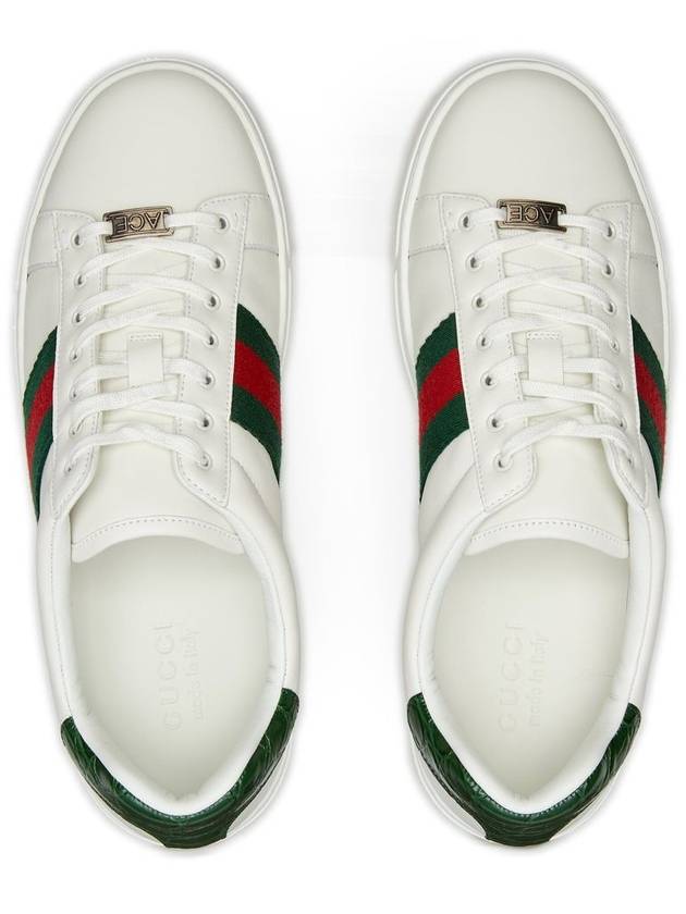 Ace Web Leather Low Top Sneakers White - GUCCI - BALAAN 5