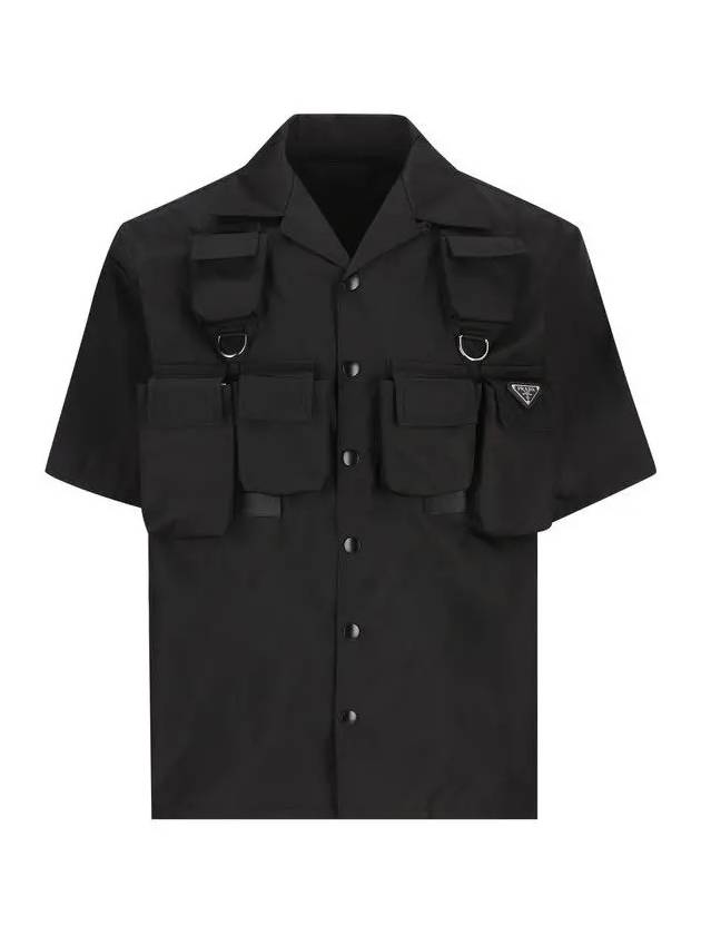 Short Sleeved Re Nylon Shirt Black - PRADA - BALAAN 2