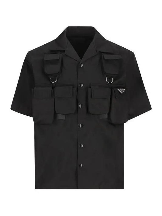 Short Sleeved Re Nylon Shirt Black - PRADA - BALAAN 2