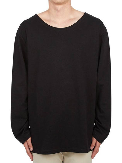 Wide Neck Cotton Long Sleeve T-Shirt Black - LEMAIRE - BALAAN 2