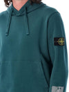 Tape For Print Brushed Cotton Fleece Hoodie Petrol Green - STONE ISLAND - BALAAN 4