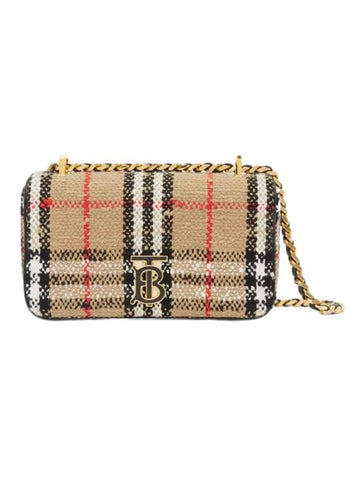 TB Logo Check Bouclé Mini Lola Cross Bag Beige - BURBERRY - BALAAN 1