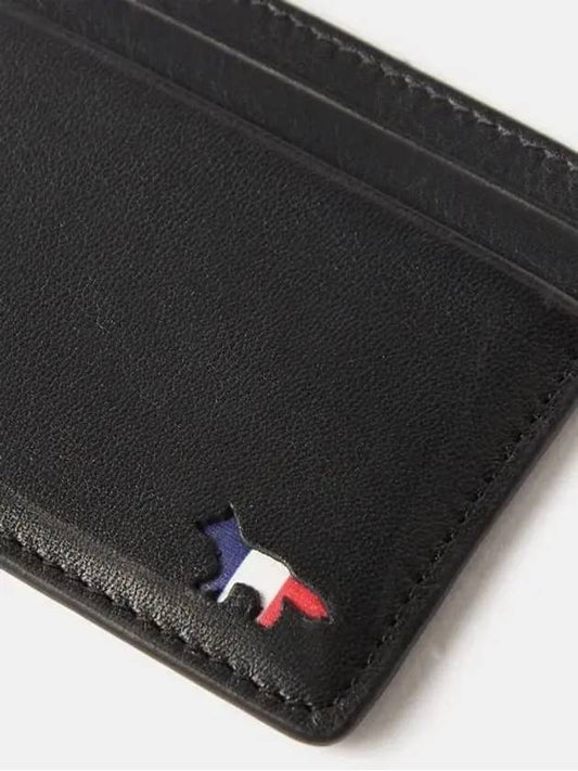 Maison Kitsune Tricolor Fox Four Card Slot Leather Card Holder Black - MAISON KITSUNE - BALAAN 2