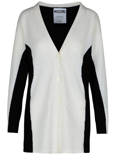 Moschino White Virgin Wool Cardigan - MOSCHINO - BALAAN 1