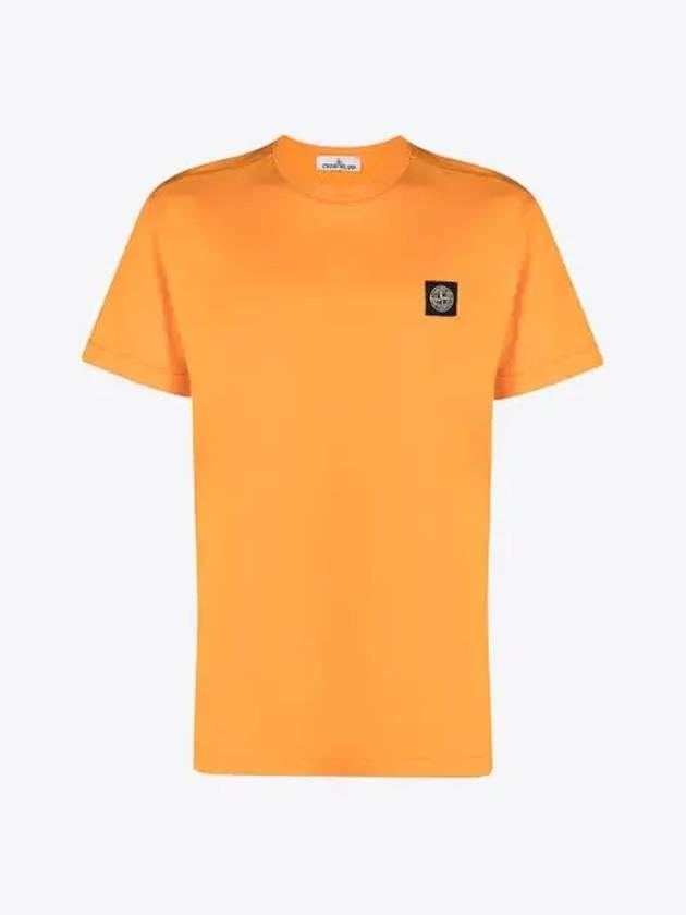 Logo Patch Cotton Short Sleeve T-Shirt Orange - STONE ISLAND - BALAAN 2