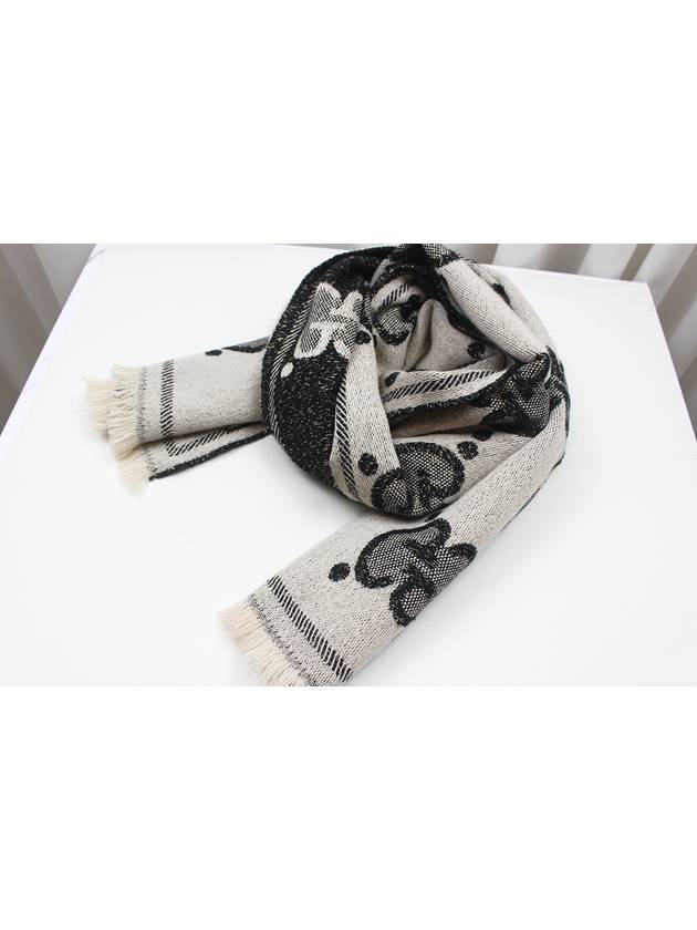 Black Ivory GG Wool Jacquard Scarf 598993 - GUCCI - BALAAN 2