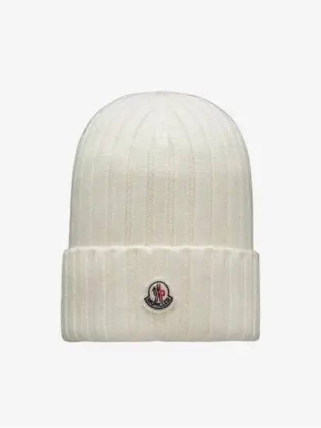 logo patch wool beanie 3B00036 A9327 030 - MONCLER - BALAAN 1