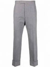 Herringbone Backstrap Wool Straight Pants Grey - THOM BROWNE - BALAAN 2