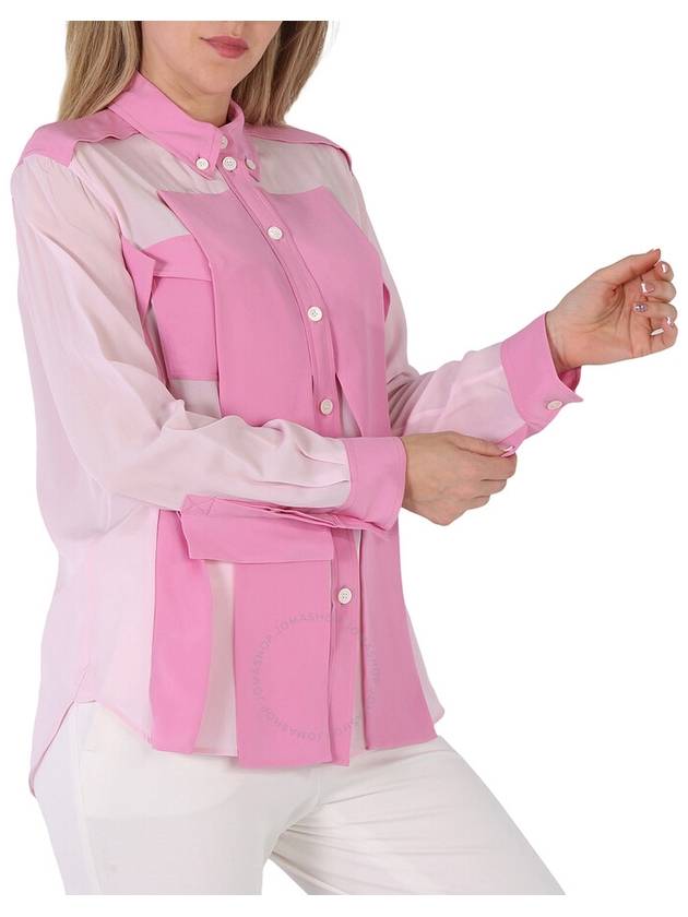 Crepe De Chine Silk Long Sleeve Shirt Pink - BURBERRY - BALAAN 3