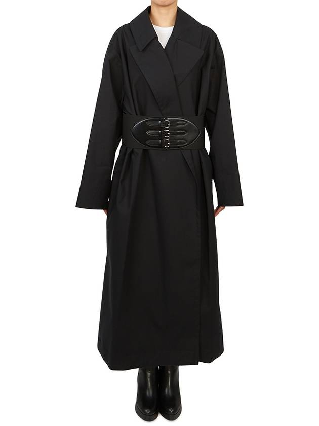 Belted Cotton Trench Coat Black - ALAIA - BALAAN 4