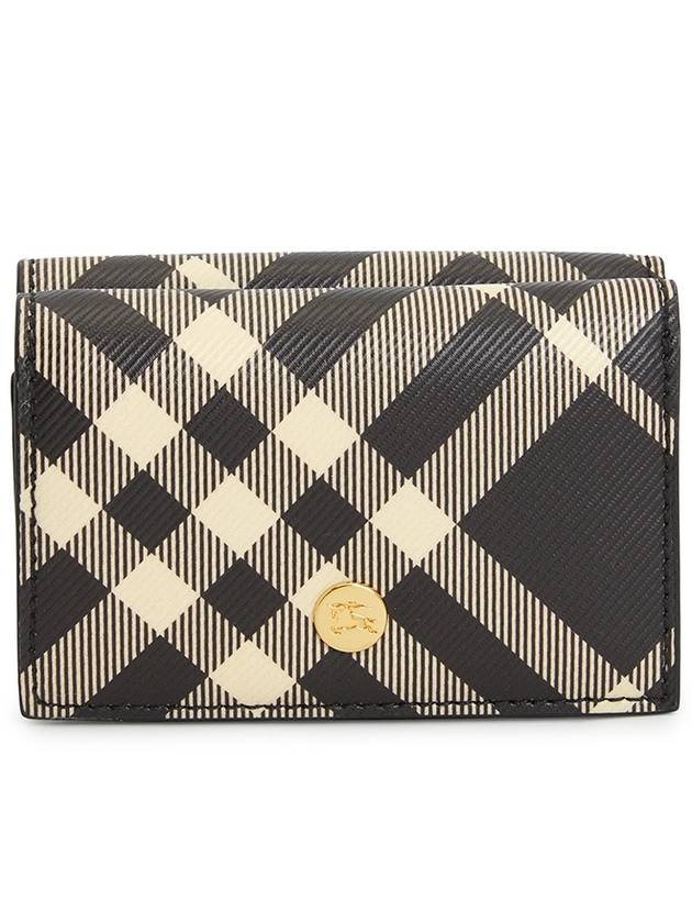 Check Compact Half Wallet Black - BURBERRY - BALAAN 3