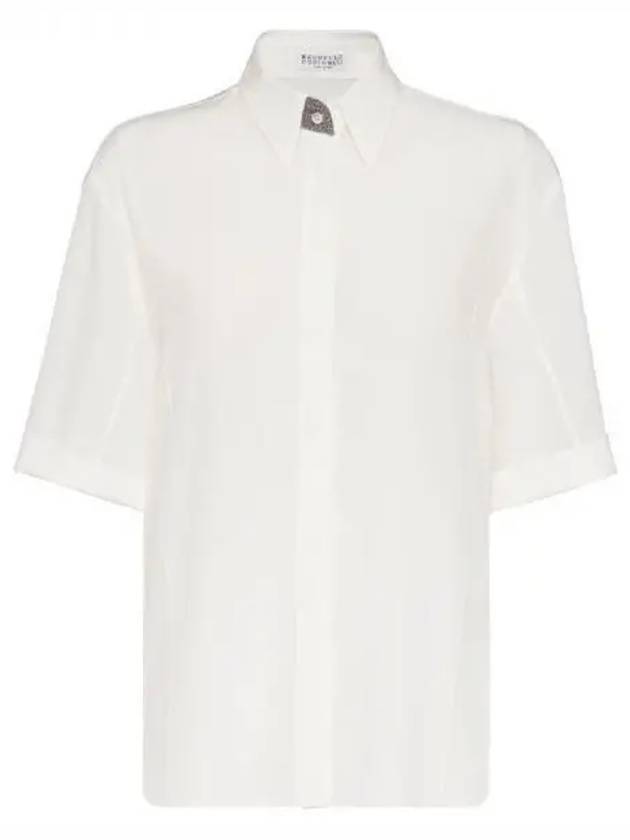 Monili detail silk short sleeve shirt 271459 - BRUNELLO CUCINELLI - BALAAN 1