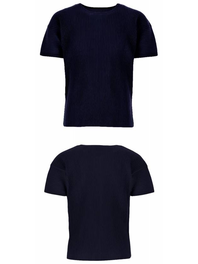 Pleated Short Slevee T-Shirt Navy - ISSEY MIYAKE - BALAAN 5