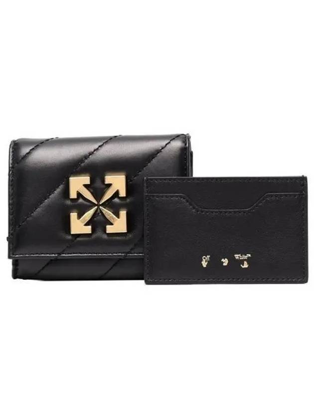 Jitney Arrow Leather Half Wallet Black - OFF WHITE - BALAAN 2