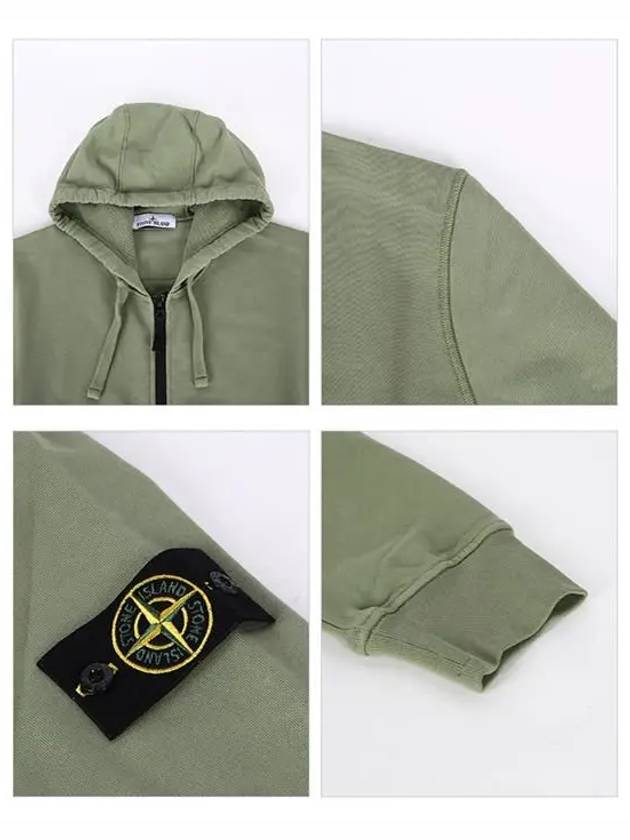 Wappen Patch Cotton Hooded Zip Up Sage - STONE ISLAND - BALAAN 5