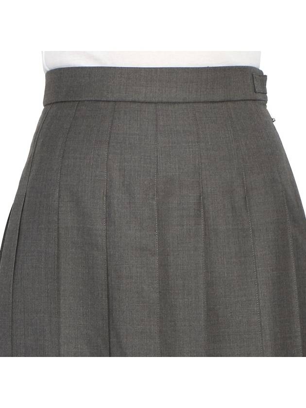 Super 120S Twill Below Knee Pleated Skirt Medium Grey - THOM BROWNE - BALAAN 7