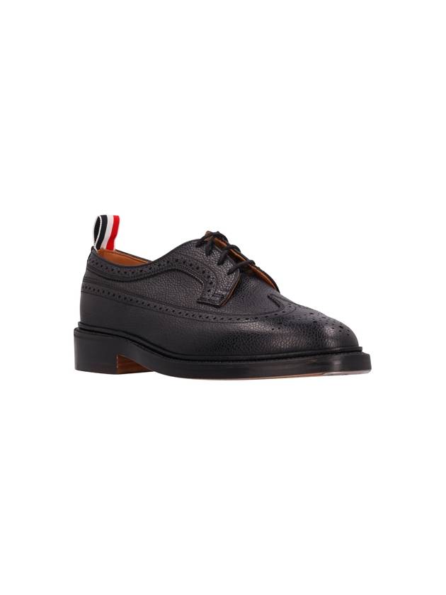 Men's Three Stripes Tab Pebble Grain Long Wing Sole Brogue Black - THOM BROWNE - BALAAN 3