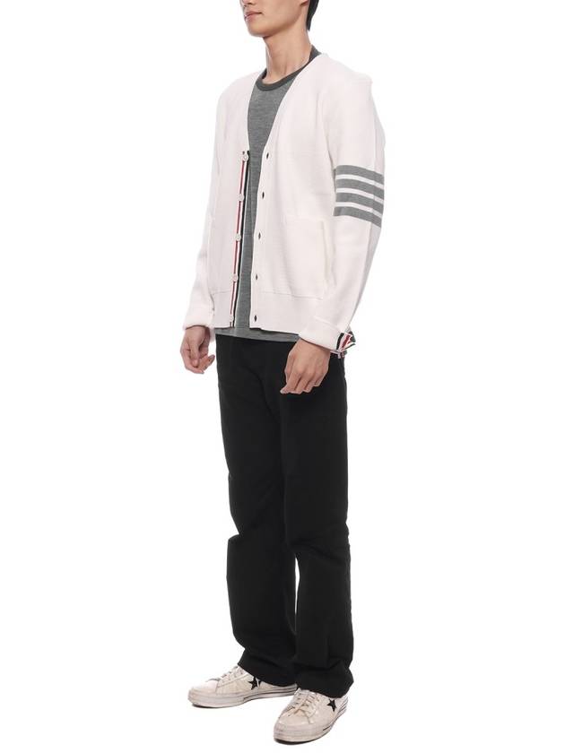 Milano Stitch 4 Bar Cardigan White - THOM BROWNE - BALAAN 5