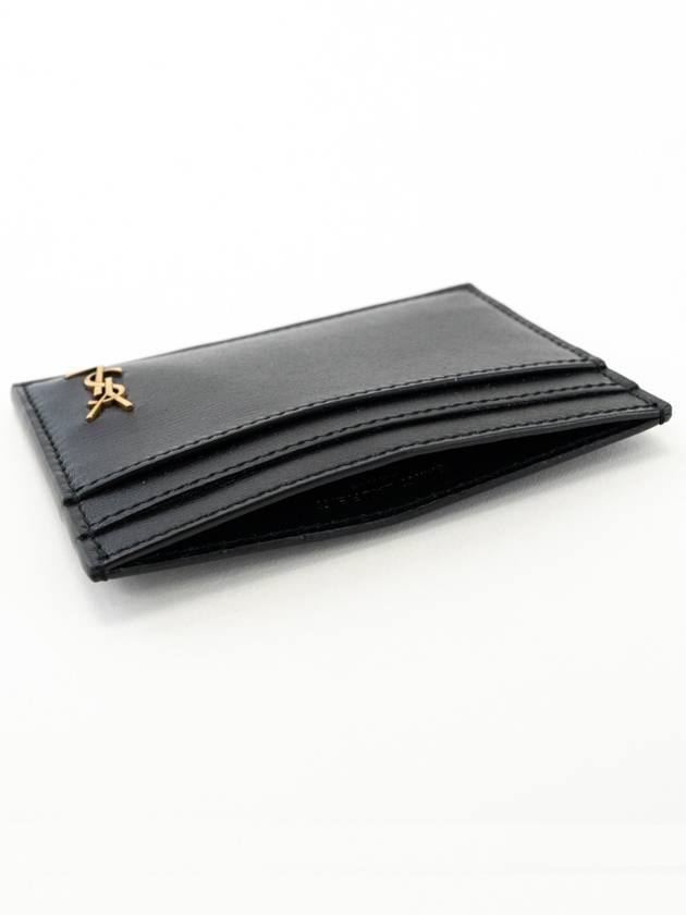 Tiny Monogram Shiny Leather Card Case Black - SAINT LAURENT - BALAAN 5