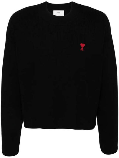 De Coeur Small Heart Logo Knit Top Black - AMI - BALAAN 2