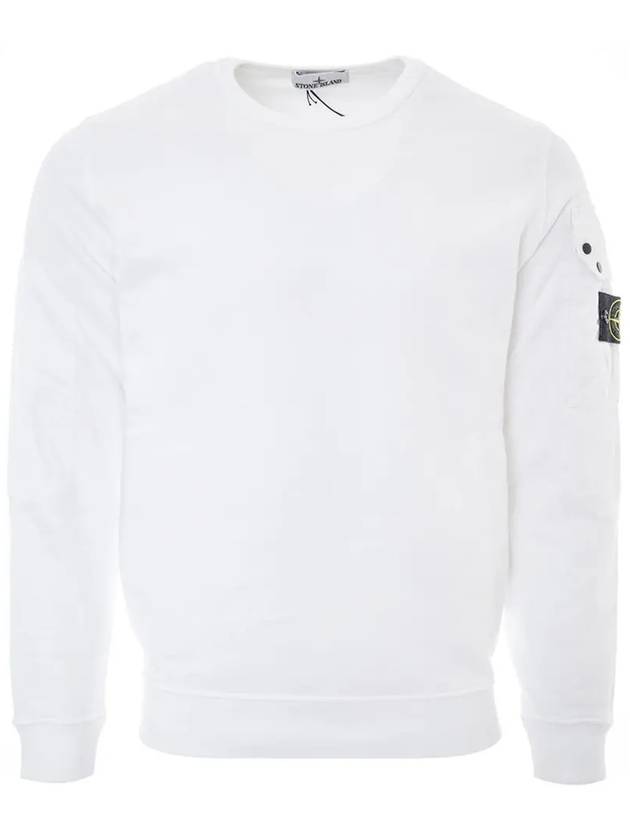 Brushed Organic Cotton Fleece Sweatshirt White - STONE ISLAND - BALAAN 2