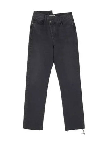 A Goldie Criss Cross Straight Denim Pants Black - AGOLDE - BALAAN 1