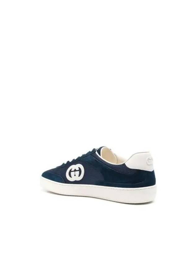 Interlocking G Suede Low-Top Sneakers Blue - GUCCI - BALAAN 4