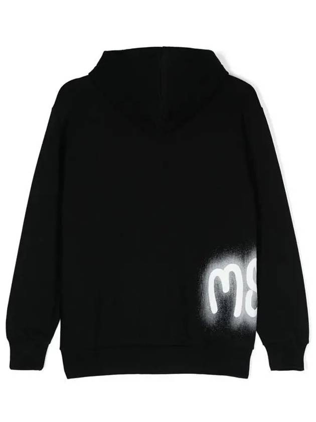 Kids Painted Logo Hooded Zip Up Black - MSGM - BALAAN 3