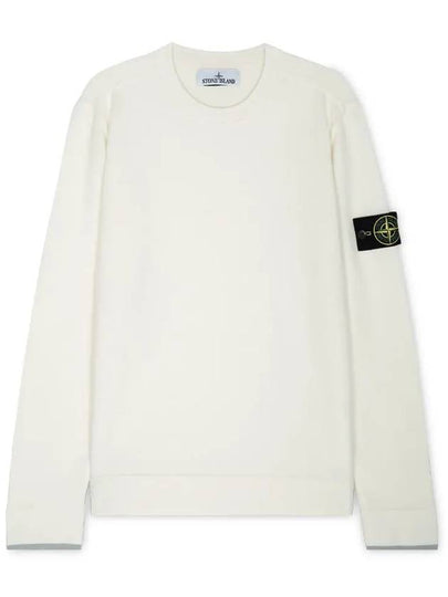 Logo Patch Crew Neck Knit Top Natural - STONE ISLAND - BALAAN 2