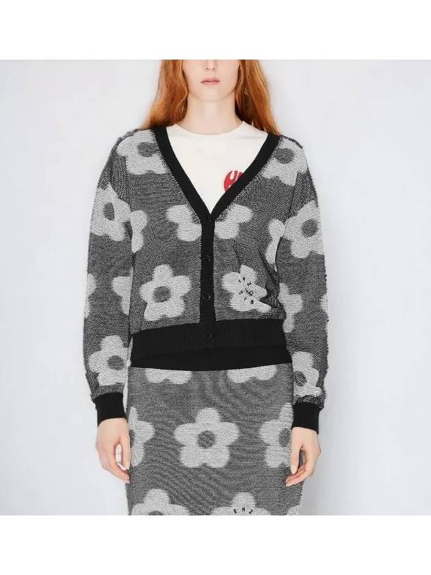 Flower Spot Cotton Cardigan Grey - KENZO - BALAAN 3