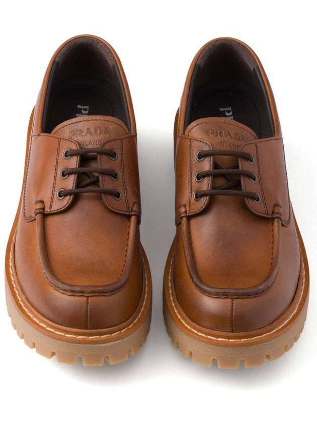 Logo Leather Loafers Cognac - PRADA - BALAAN 5