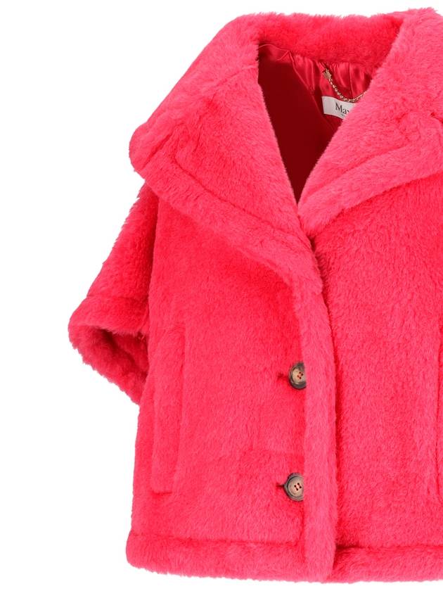 Women's CAMBUSA1 CAMBUSA1 Alpaca Wool Crop Teddy Jacket Fur Coat Pink - MAX MARA - BALAAN 4