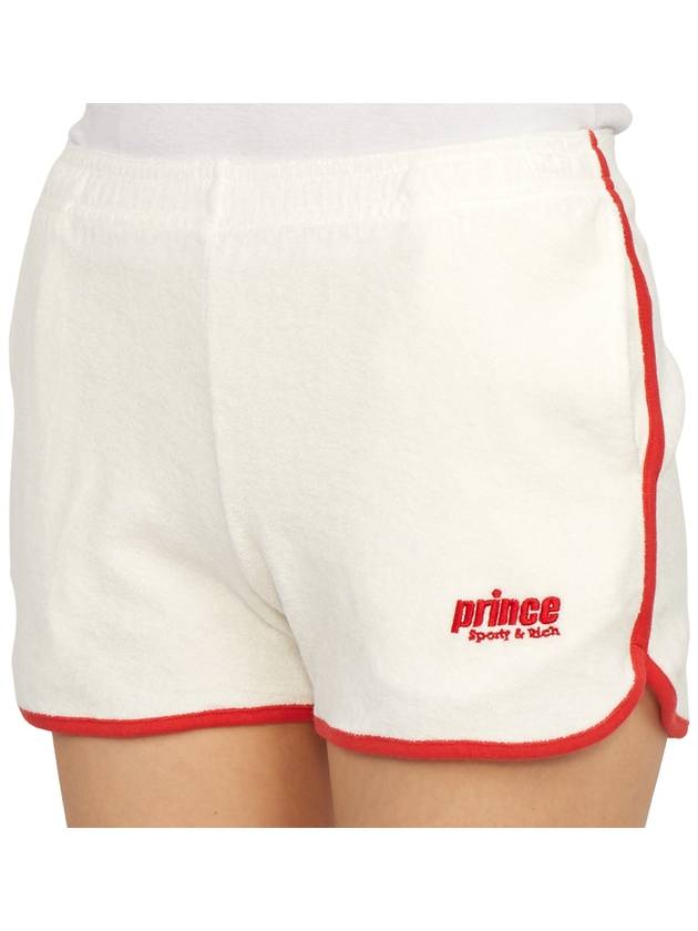 Women's Embroidered Logo Cotton Shorts White - SPORTY & RICH - BALAAN 9