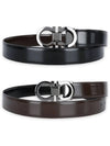 Double Gancini Reversible Leather Belt Black Auburn - SALVATORE FERRAGAMO - BALAAN 3