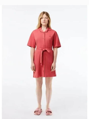 Women s Linen Blend Open Collar Shirt Dress One Piece EF7765 54G ZV9 Domestic Product GQ2N24040354831 - LACOSTE - BALAAN 1