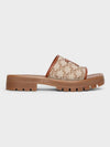 Clea Triomphe Canvas Calfskin Slipper Brown Beige - CELINE - BALAAN 2