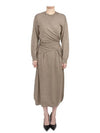 wrap knit cardigan long dress brown - LEMAIRE - BALAAN.