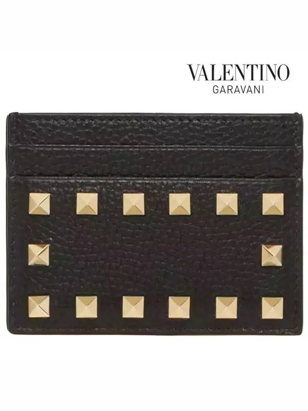 Rockstud Card Wallet Black - VALENTINO - BALAAN 3