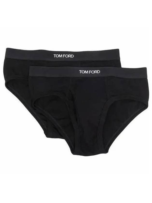 Men's Cotton Logo Waistband Briefs 2 Pack Black - TOM FORD - BALAAN 2