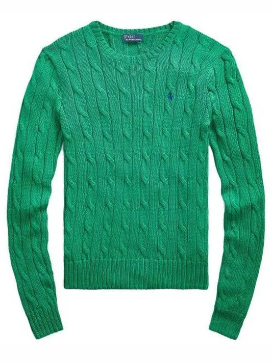 Embroidered Logo Pony Cable Knit Top Green - POLO RALPH LAUREN - BALAAN 2