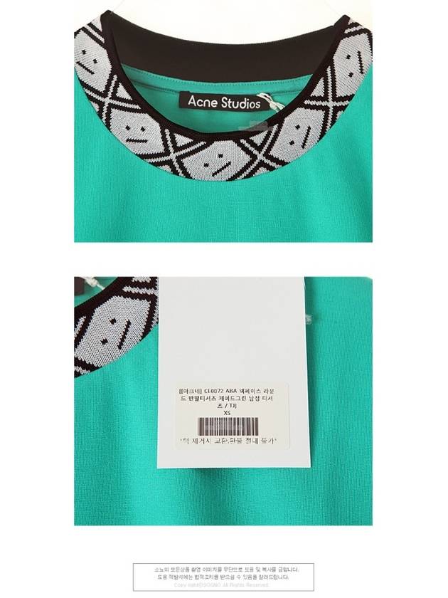 Acne CL0072 ABA Neck Face Round Short Sleeve T-shirt Jade Green Men's T-shirt TJ - ACNE STUDIOS - BALAAN 5