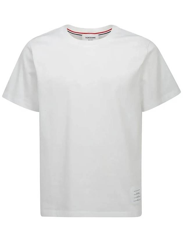 Men's Side Slit Relaxed Short Sleeve T-Shirt White - THOM BROWNE - BALAAN 3